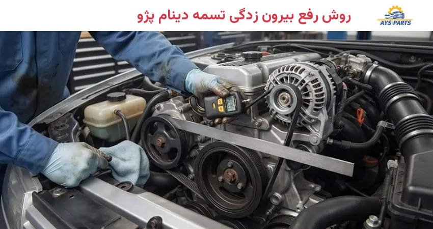 روش رفع بیرون زدگی تسمه دینام پژو